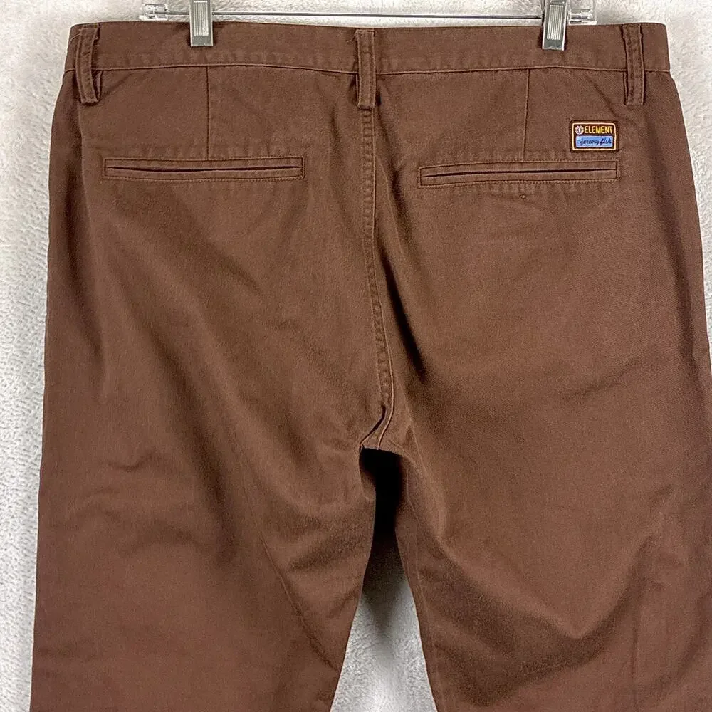 VTG Element Pants Men 36 Brown Jeremy Fish Twill Chino Preppy Skate Workwear Y2K